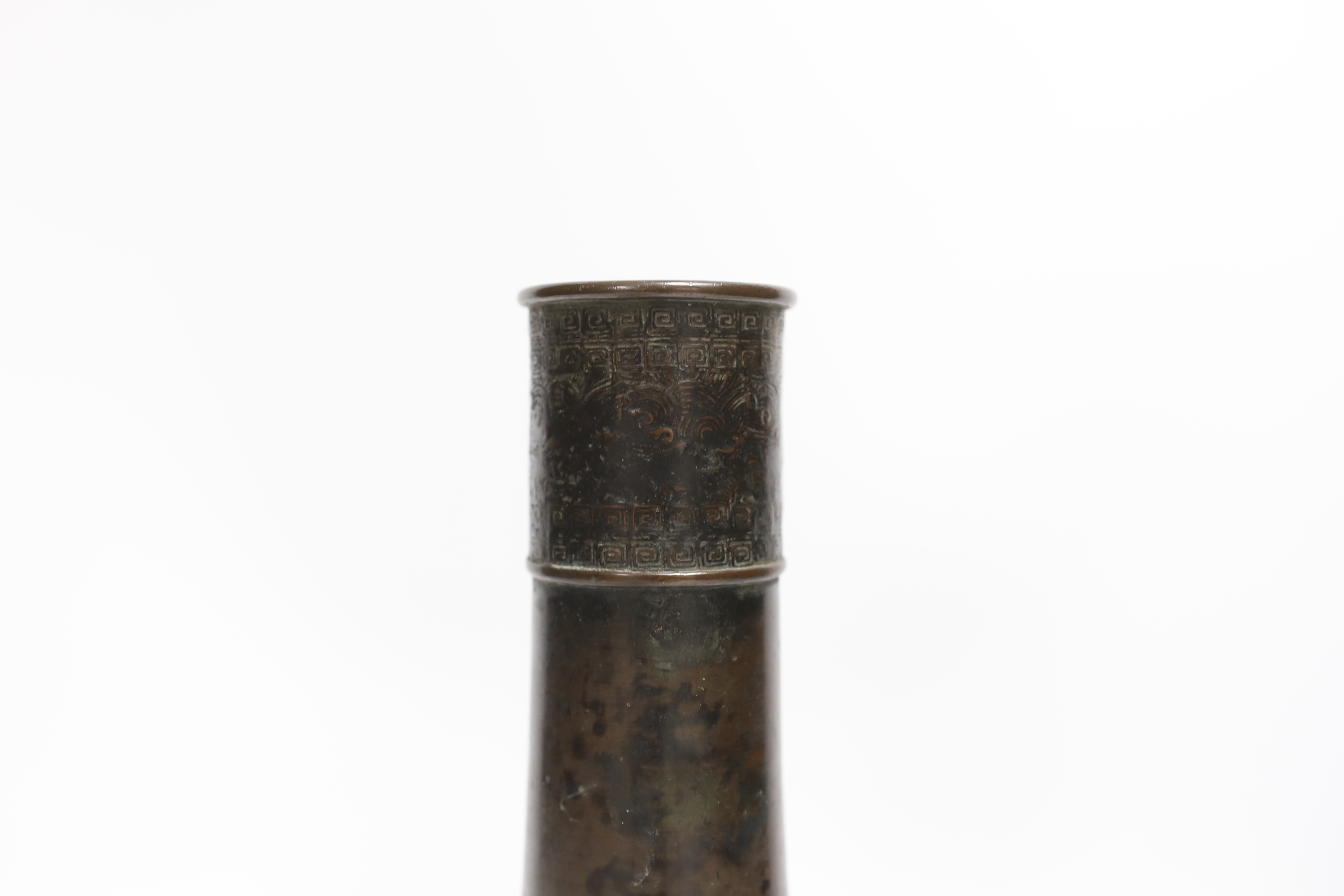 A Chinese bronze bottle vase, Song-Ming dynasty, 23cm